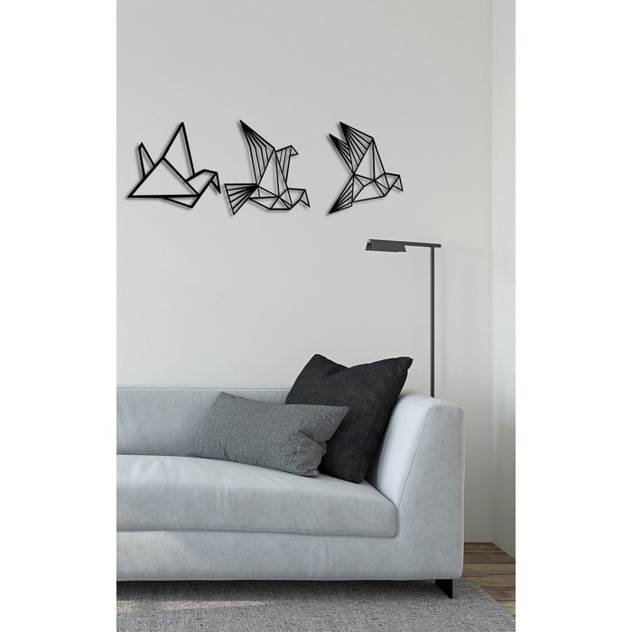 Decorazione in Metallo Uccelli 10, Nero, Metallo, 100x0,15x37 cm, DESIGN MANIA