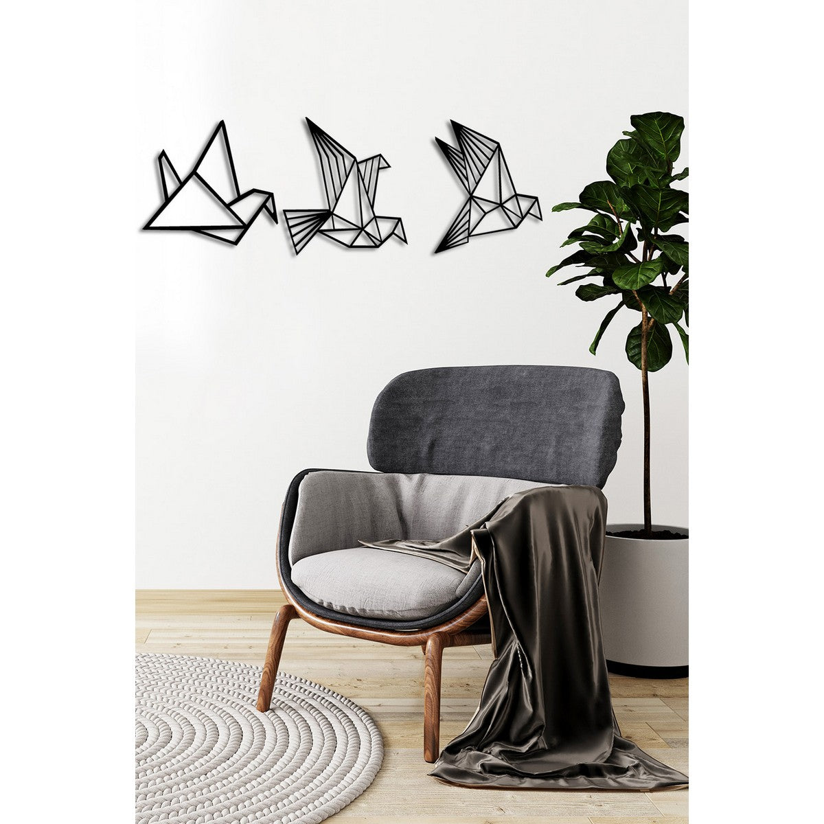 Decorazione in Metallo Uccelli 10, Nero, Metallo, 100x0,15x37 cm, DESIGN MANIA