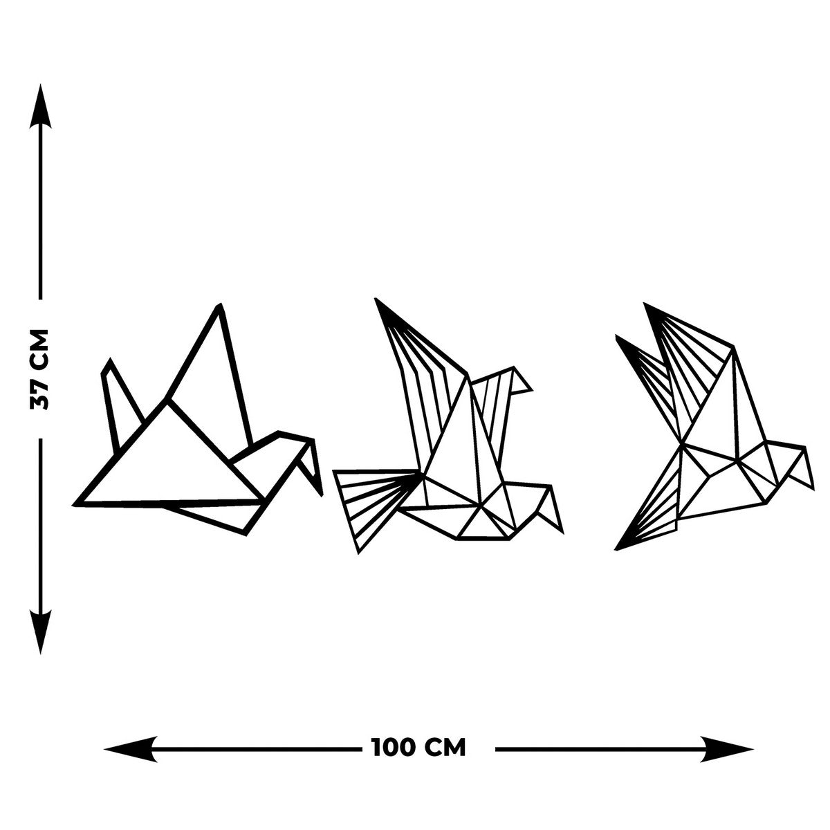 Decorazione in Metallo Uccelli 10, Nero, Metallo, 100x0,15x37 cm, DESIGN MANIA