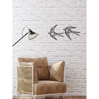 Decorazione in Metallo Rondini 5, Nero, Metallo, 70x0,15x33 cm, DESIGN MANIA
