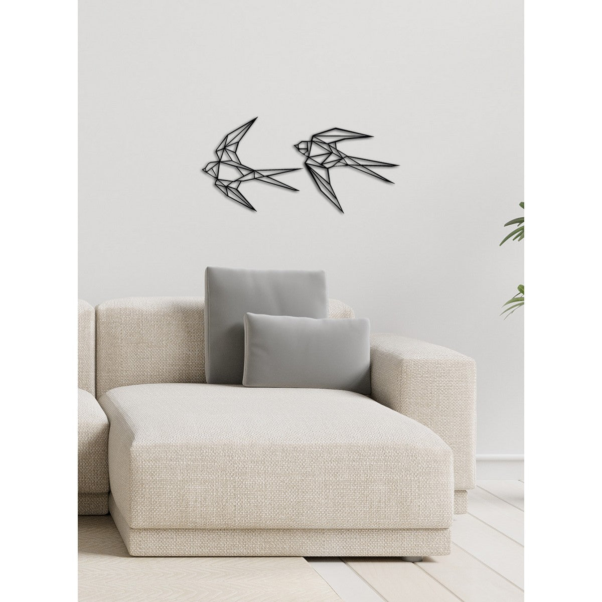 Decorazione in Metallo Rondini 5, Nero, Metallo, 70x0,15x33 cm, DESIGN MANIA