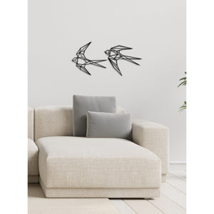 Decorazione in Metallo Rondini 5, Nero, Metallo, 70x0,15x33 cm, DESIGN MANIA