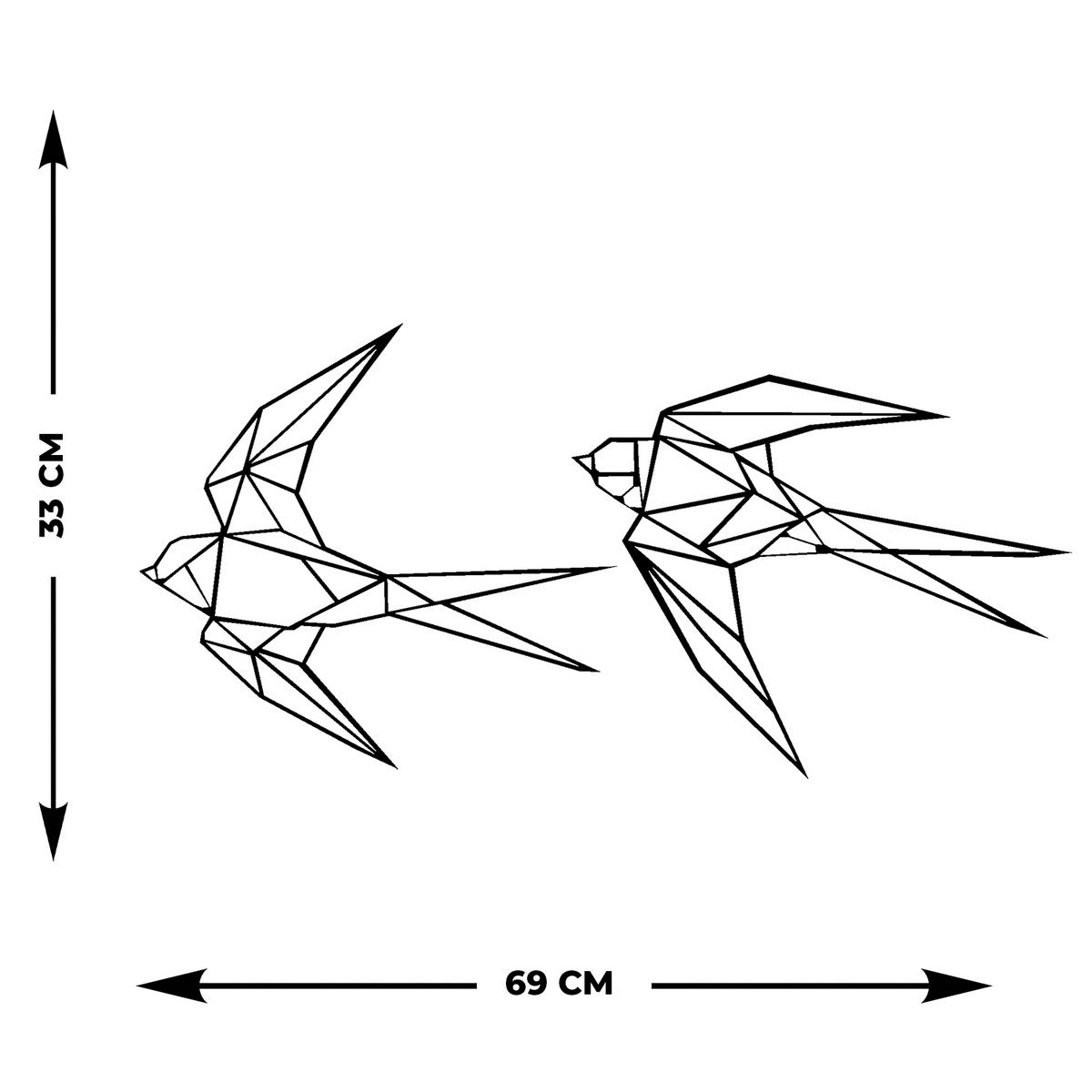 Decorazione in Metallo Rondini 5, Nero, Metallo, 70x0,15x33 cm, DESIGN MANIA