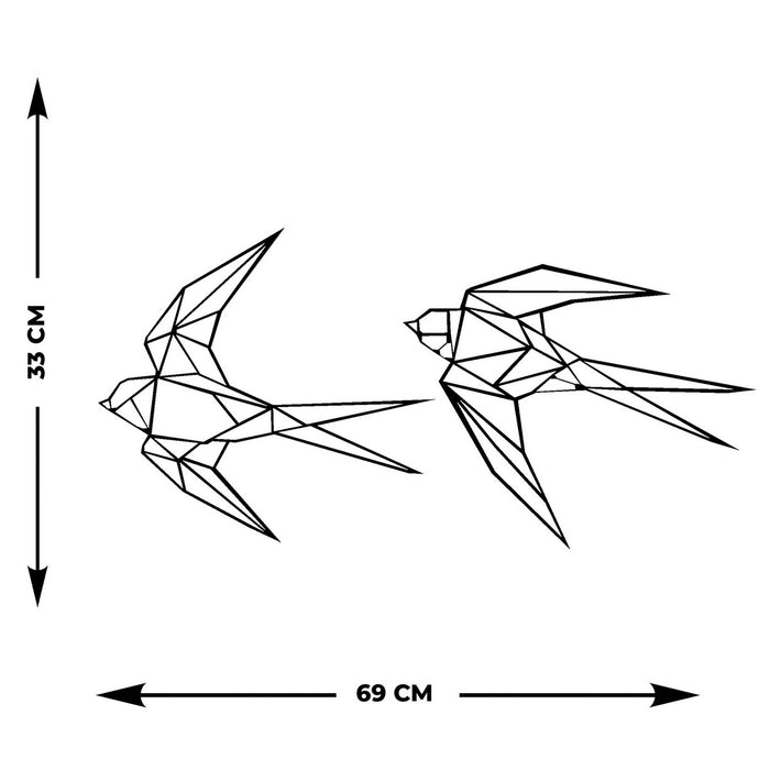 Decorazione in Metallo Rondini 5, Nero, Metallo, 70x0,15x33 cm, DESIGN MANIA