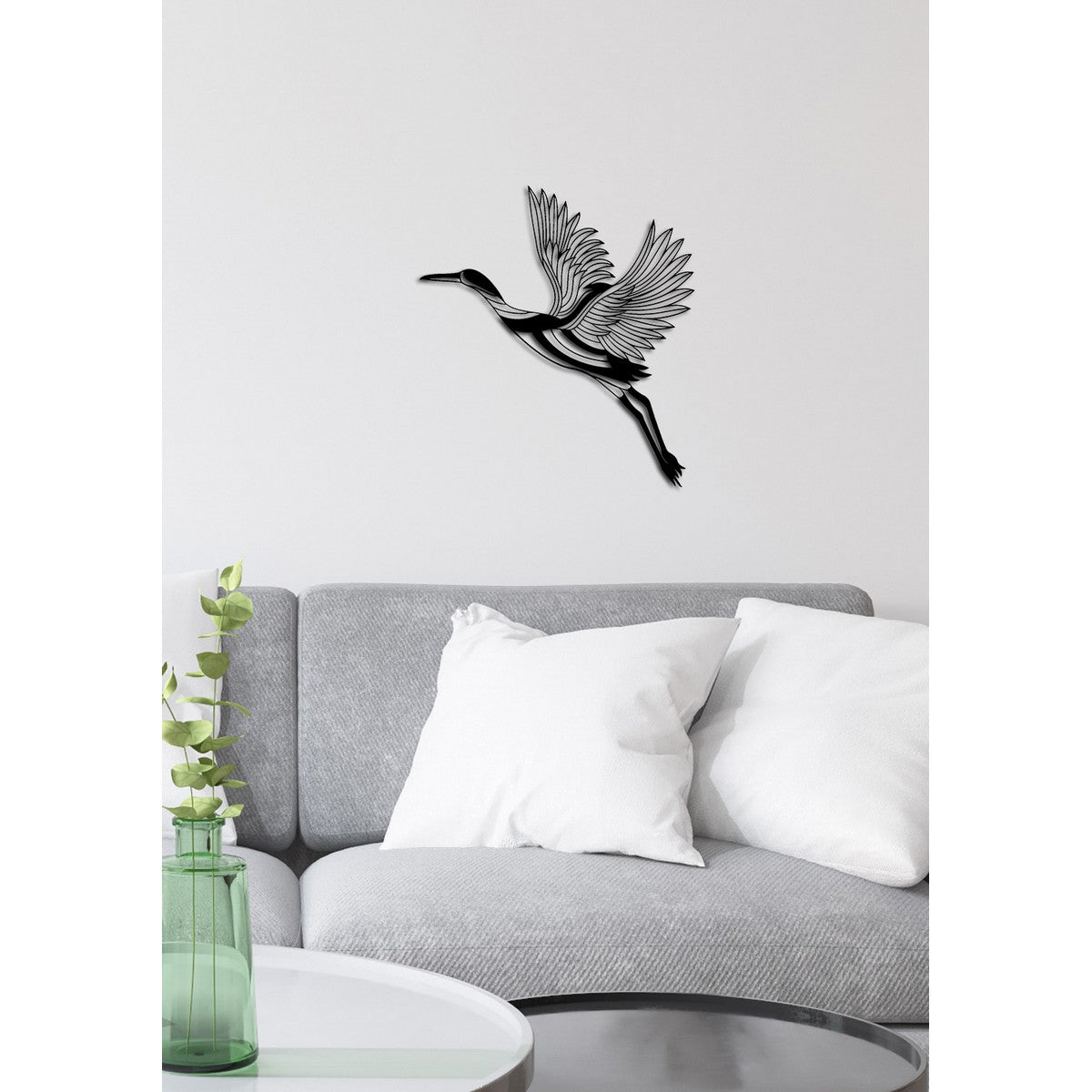 Decorazione in Metallo Uccelli 19, Nero, Metallo, 53x0,15x58 cm, DESIGN MANIA