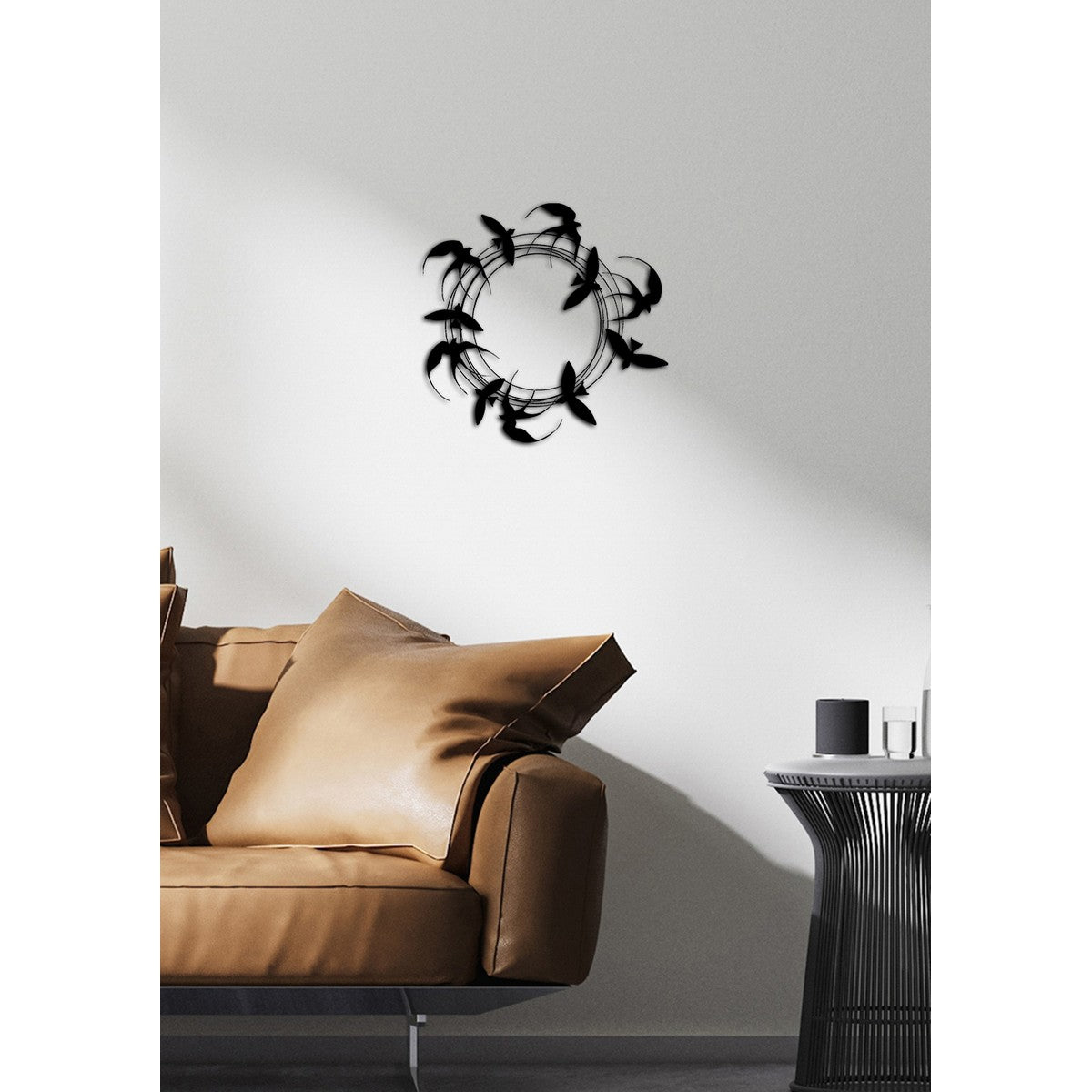 Decorazione in Metallo Rondini 3, Nero, Metallo, 62x0,15x60 cm, DESIGN MANIA