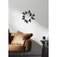 Decorazione in Metallo Rondini 3, Nero, Metallo, 62x0,15x60 cm, DESIGN MANIA