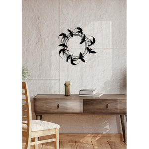 Decorazione in Metallo Rondini 3, Nero, Metallo, 62x0,15x60 cm, DESIGN MANIA