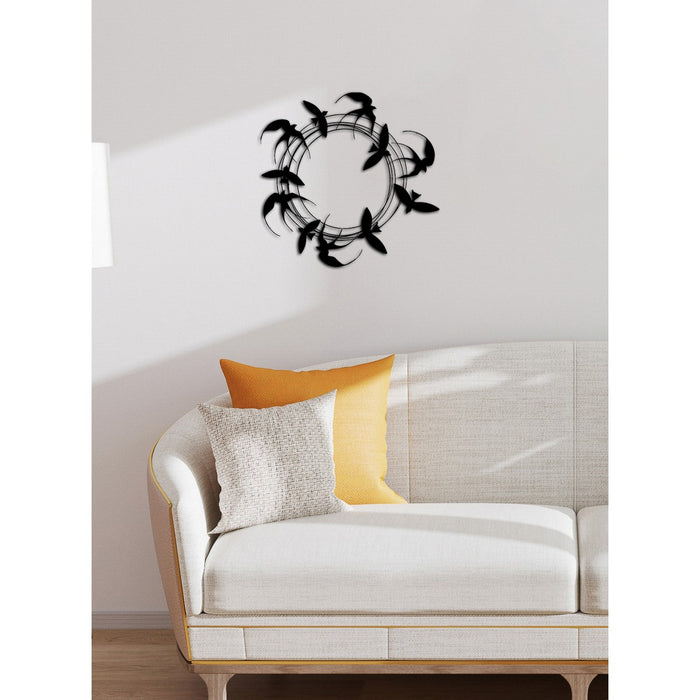 Decorazione in Metallo Rondini 3, Nero, Metallo, 62x0,15x60 cm, DESIGN MANIA