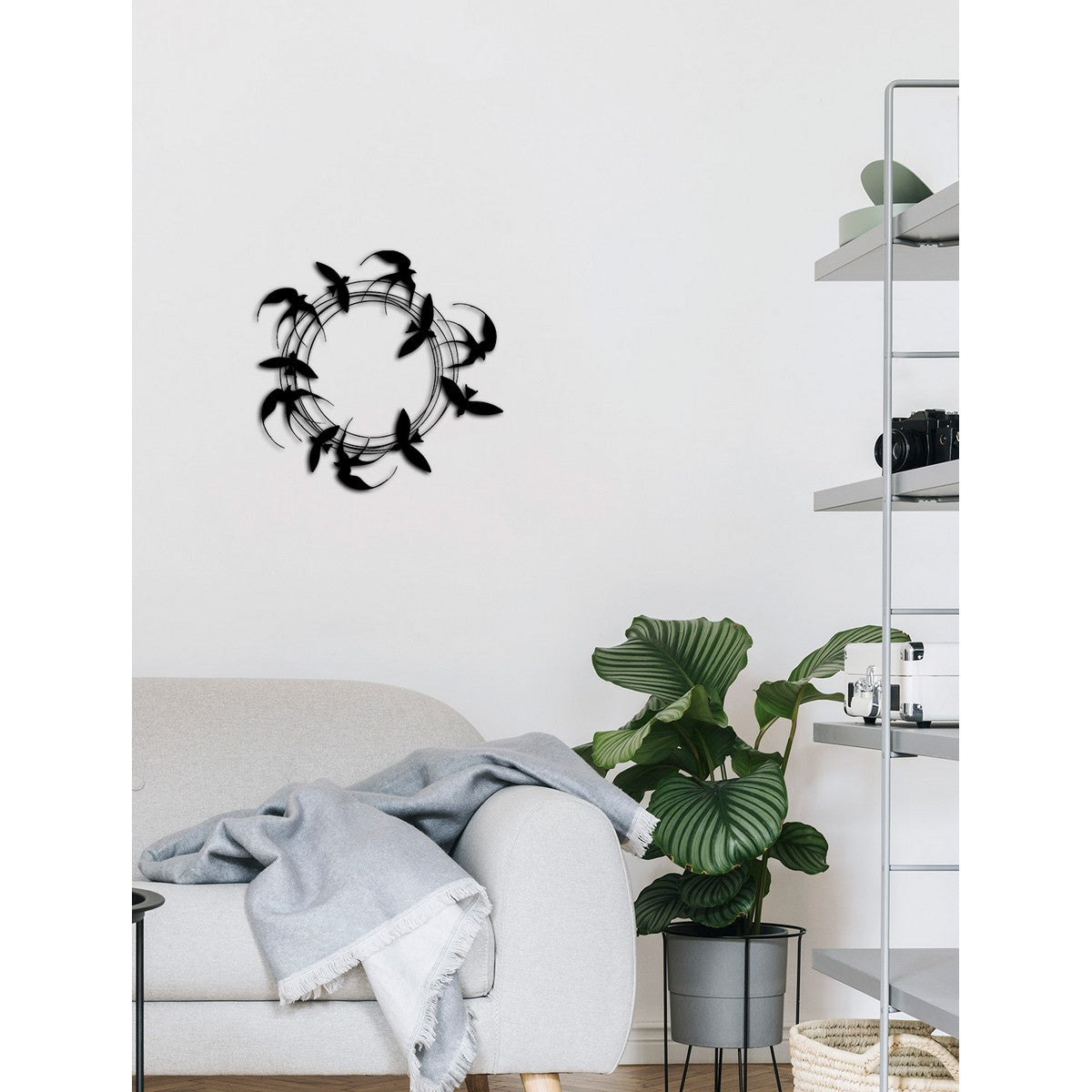 Decorazione in Metallo Rondini 3, Nero, Metallo, 62x0,15x60 cm, DESIGN MANIA