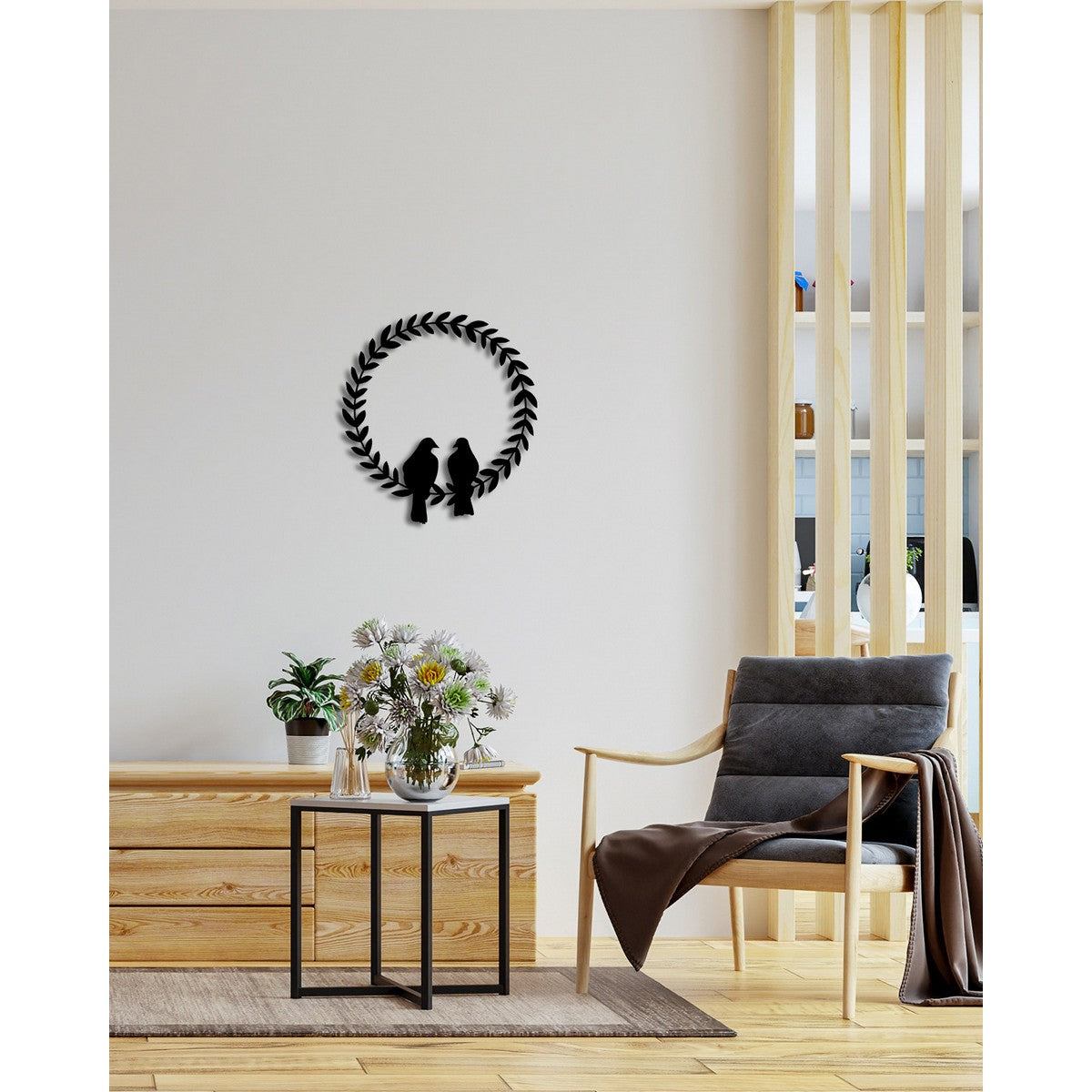 Decorazione in Metallo Uccelli 11, Nero, Metallo, 50x0,15x55 cm, DESIGN MANIA