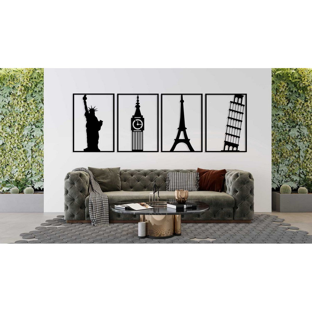 Decorazione in Metallo Monumenti, Nero, Metallo, 200x0,15x70 cm, DESIGN MANIA