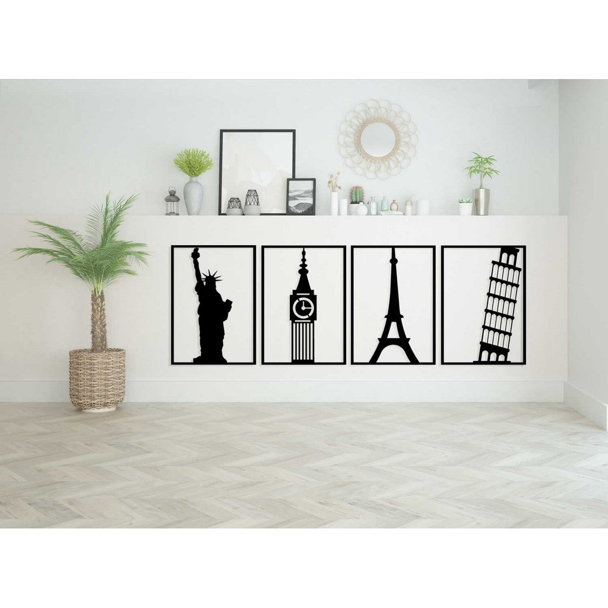 Decorazione in Metallo Monumenti, Nero, Metallo, 200x0,15x70 cm, DESIGN MANIA