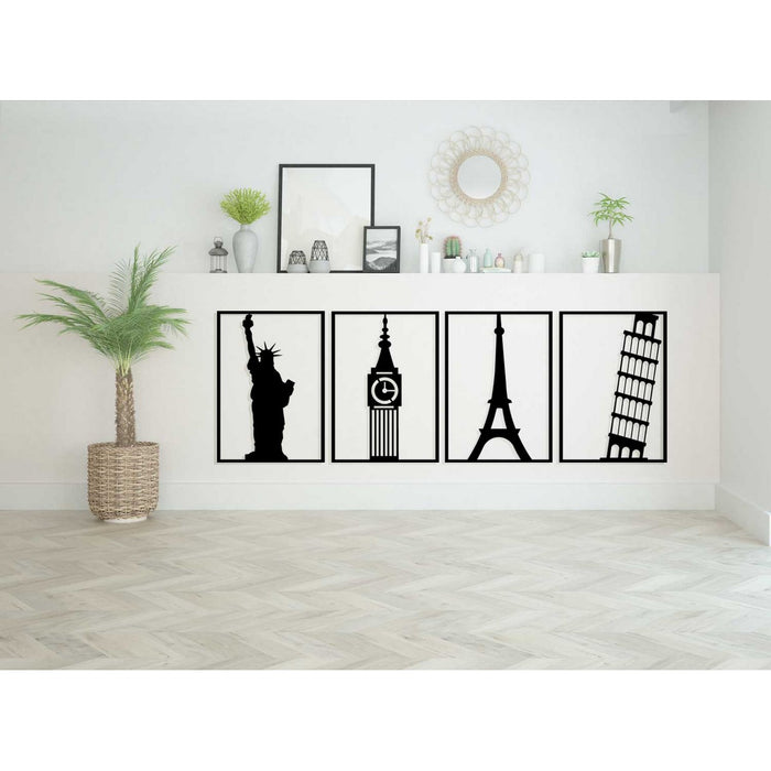 Decorazione in Metallo Monumenti, Nero, Metallo, 200x0,15x70 cm, DESIGN MANIA