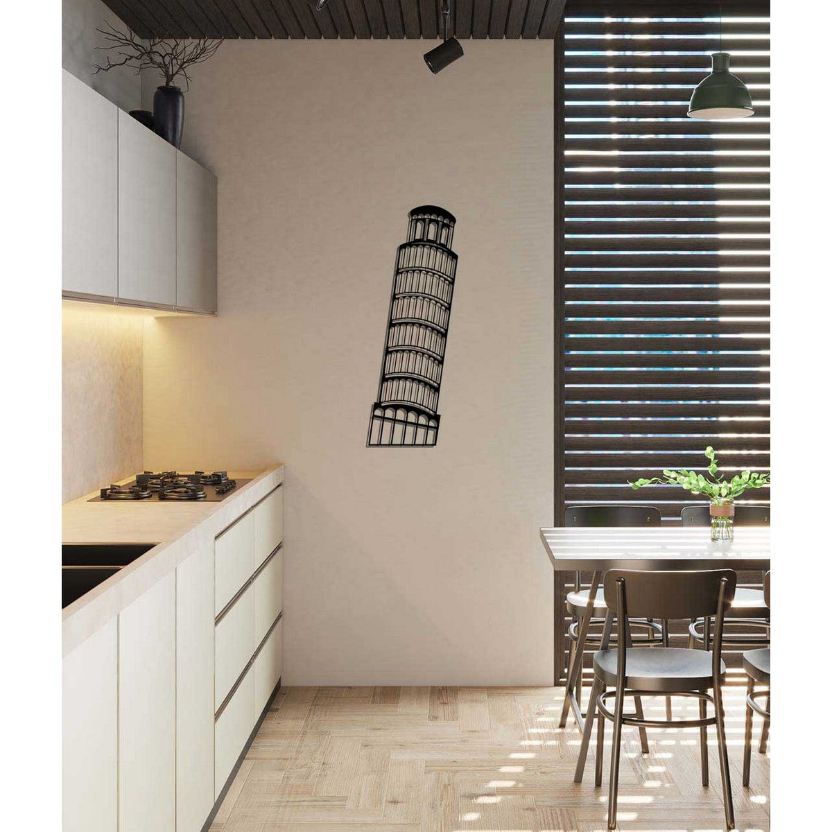 Decorazione in Metallo Torre di Pisa, Nero, Metallo, 30x0,15x67 cm, DESIGN MANIA