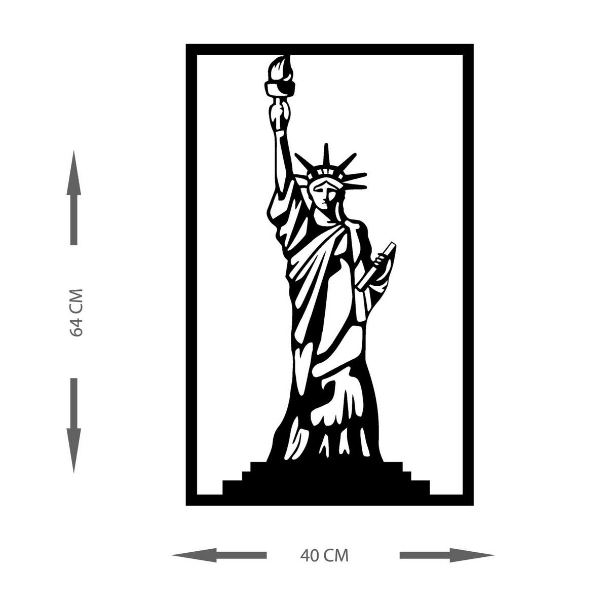 Decorazione in Metallo Statua della Liberta' 3, Nero, Metallo, 40x0,15x64 cm, DESIGN MANIA