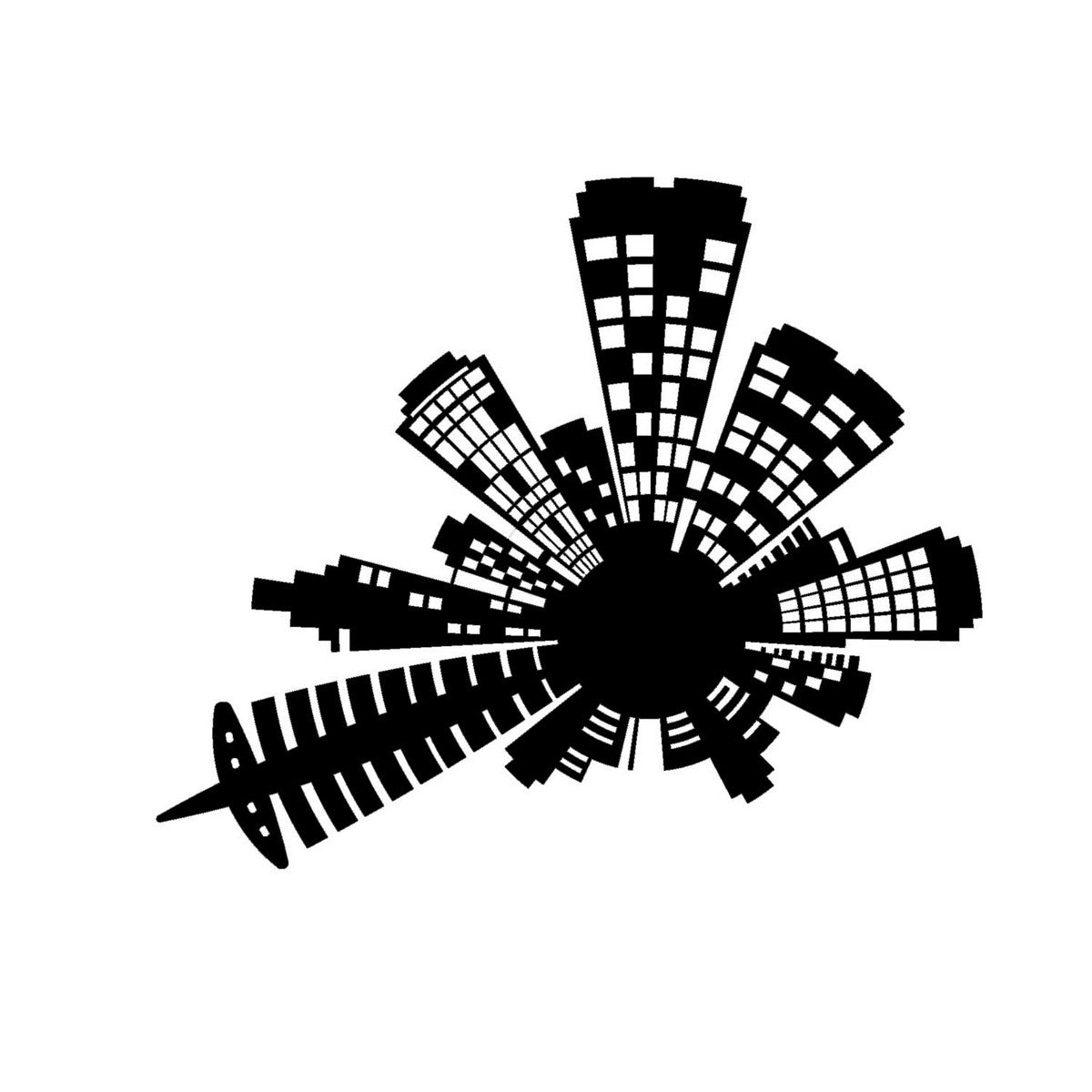 Decorazione in Metallo Grattacieli 4, Nero, Metallo, 70x0,15x59 cm, DESIGN MANIA