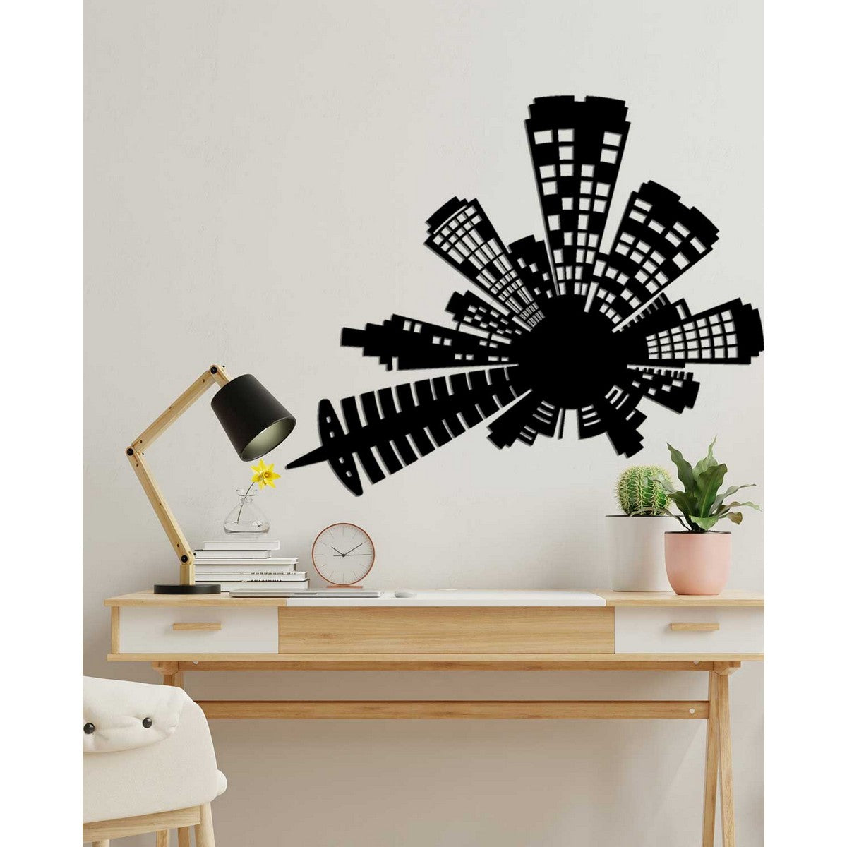 Decorazione in Metallo Grattacieli 4, Nero, Metallo, 70x0,15x59 cm, DESIGN MANIA