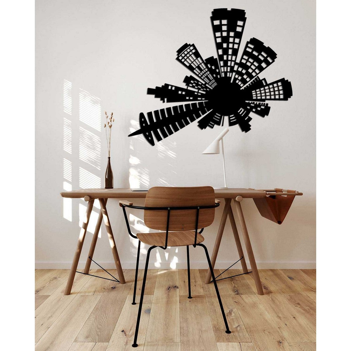 Decorazione in Metallo Grattacieli 4, Nero, Metallo, 70x0,15x59 cm, DESIGN MANIA