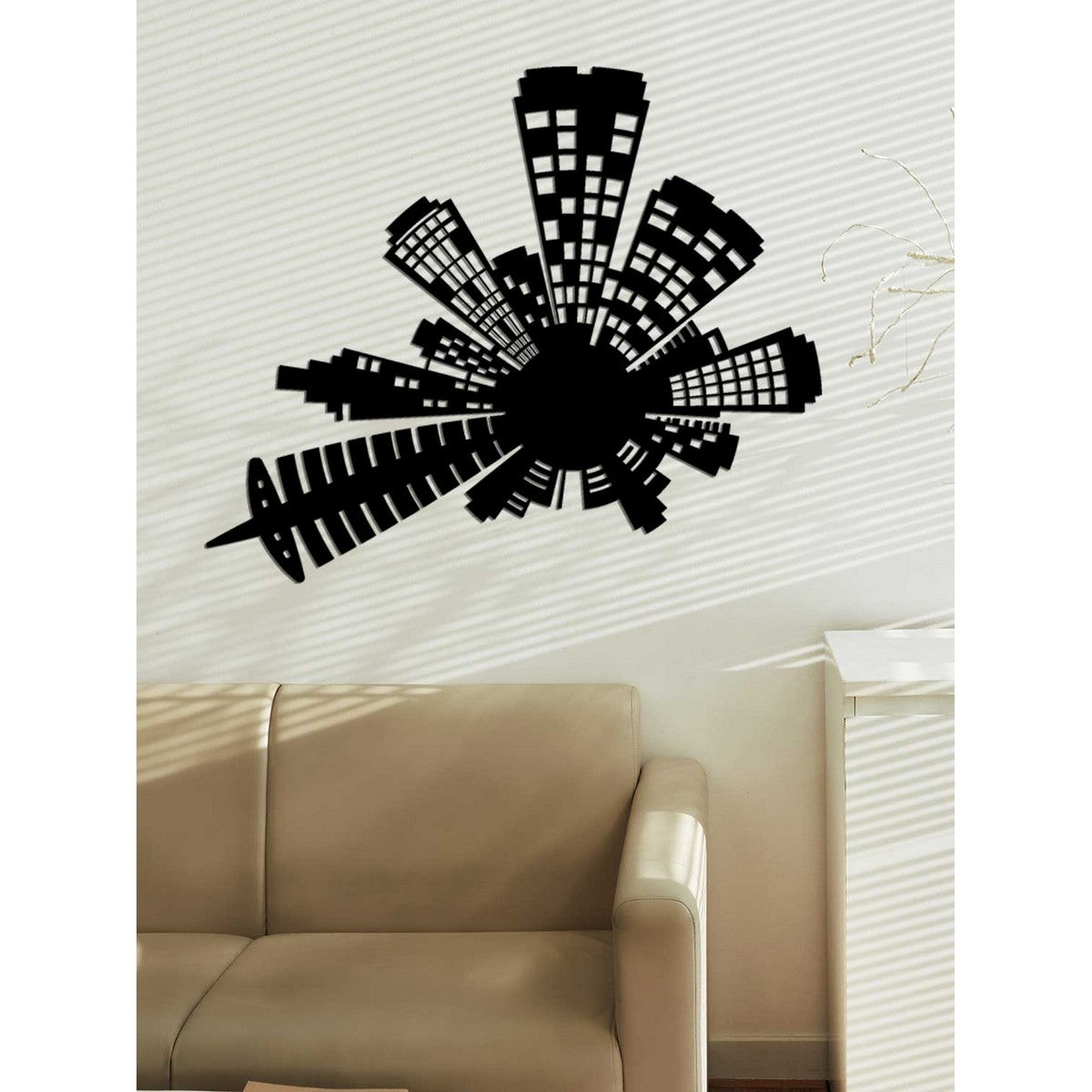 Decorazione in Metallo Grattacieli 4, Nero, Metallo, 70x0,15x59 cm, DESIGN MANIA