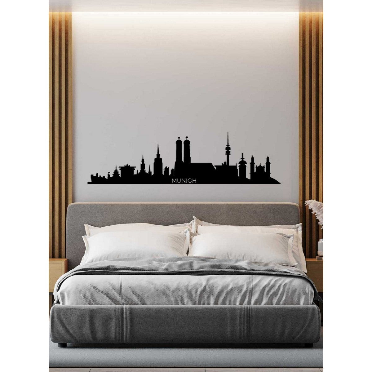 Decorazione in Metallo Monaco, Nero, Metallo, 100x0,15x27 cm, DESIGN MANIA