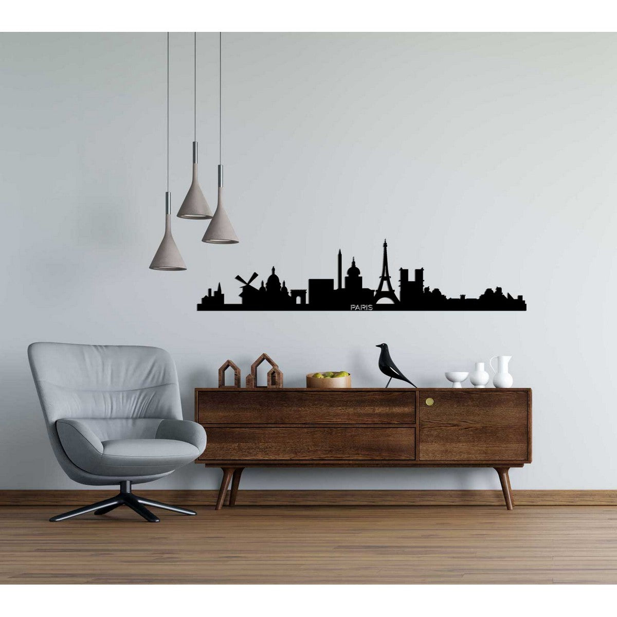 Decorazione in Metallo Parigi 1, Nero, Metallo, 100x0,15x22 cm, DESIGN MANIA