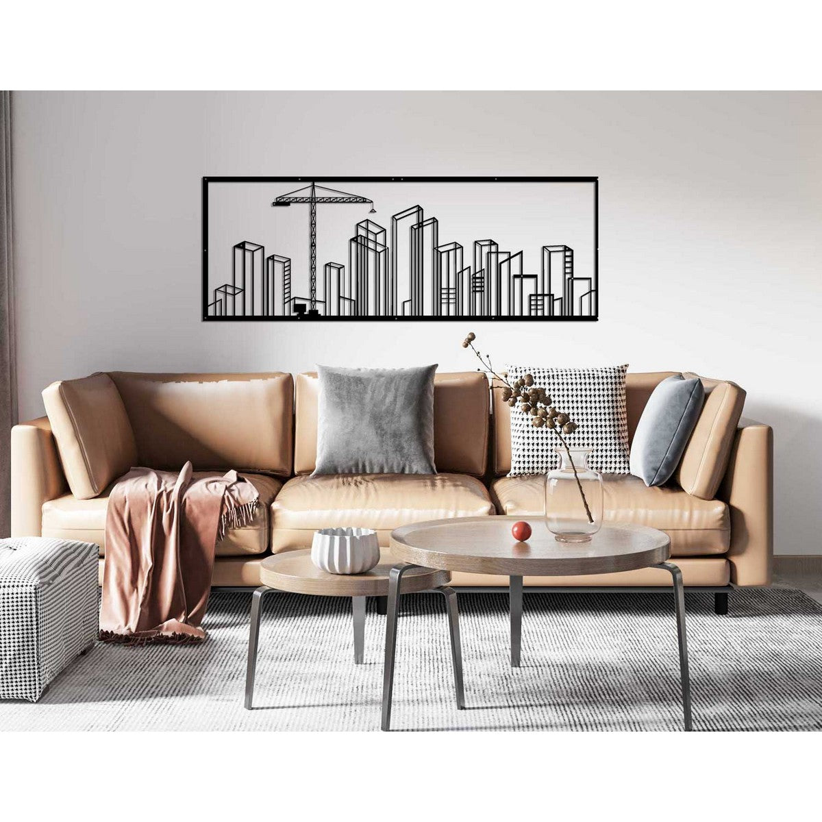 Decorazione in Metallo Costruzioni 1, Nero, Metallo, 100x0,15x36 cm, DESIGN MANIA