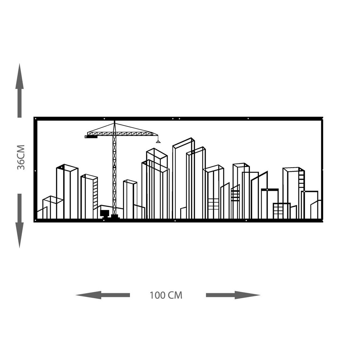 Decorazione in Metallo Costruzioni 1, Nero, Metallo, 100x0,15x36 cm, DESIGN MANIA