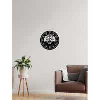 Decorazione in Metallo Oroscopo Bilancia, Nero, Metallo, 50x0,15x50 cm, DESIGN MANIA