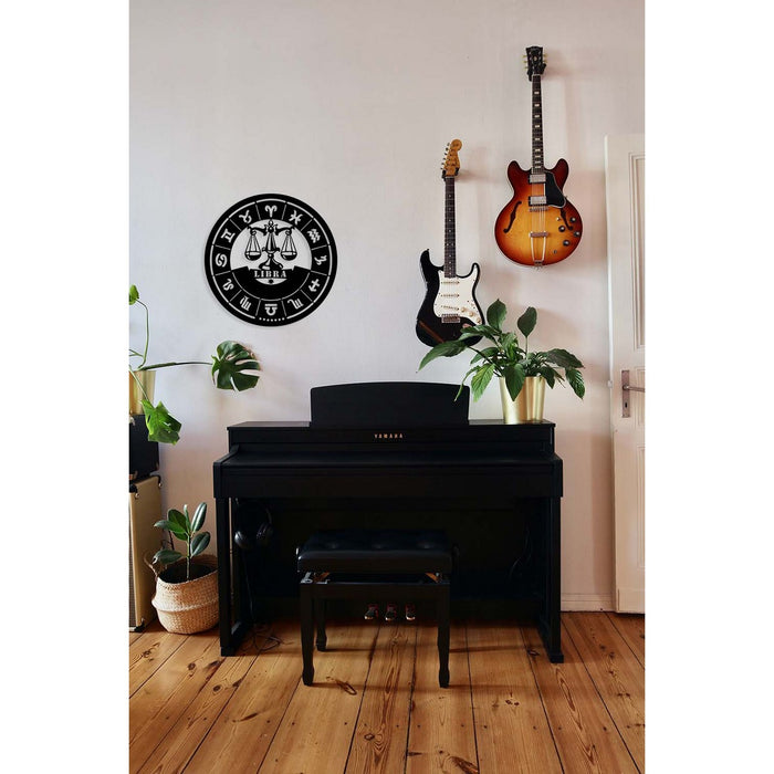 Decorazione in Metallo Oroscopo Bilancia, Nero, Metallo, 50x0,15x50 cm, DESIGN MANIA