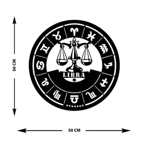 Decorazione in Metallo Oroscopo Bilancia, Nero, Metallo, 50x0,15x50 cm, DESIGN MANIA