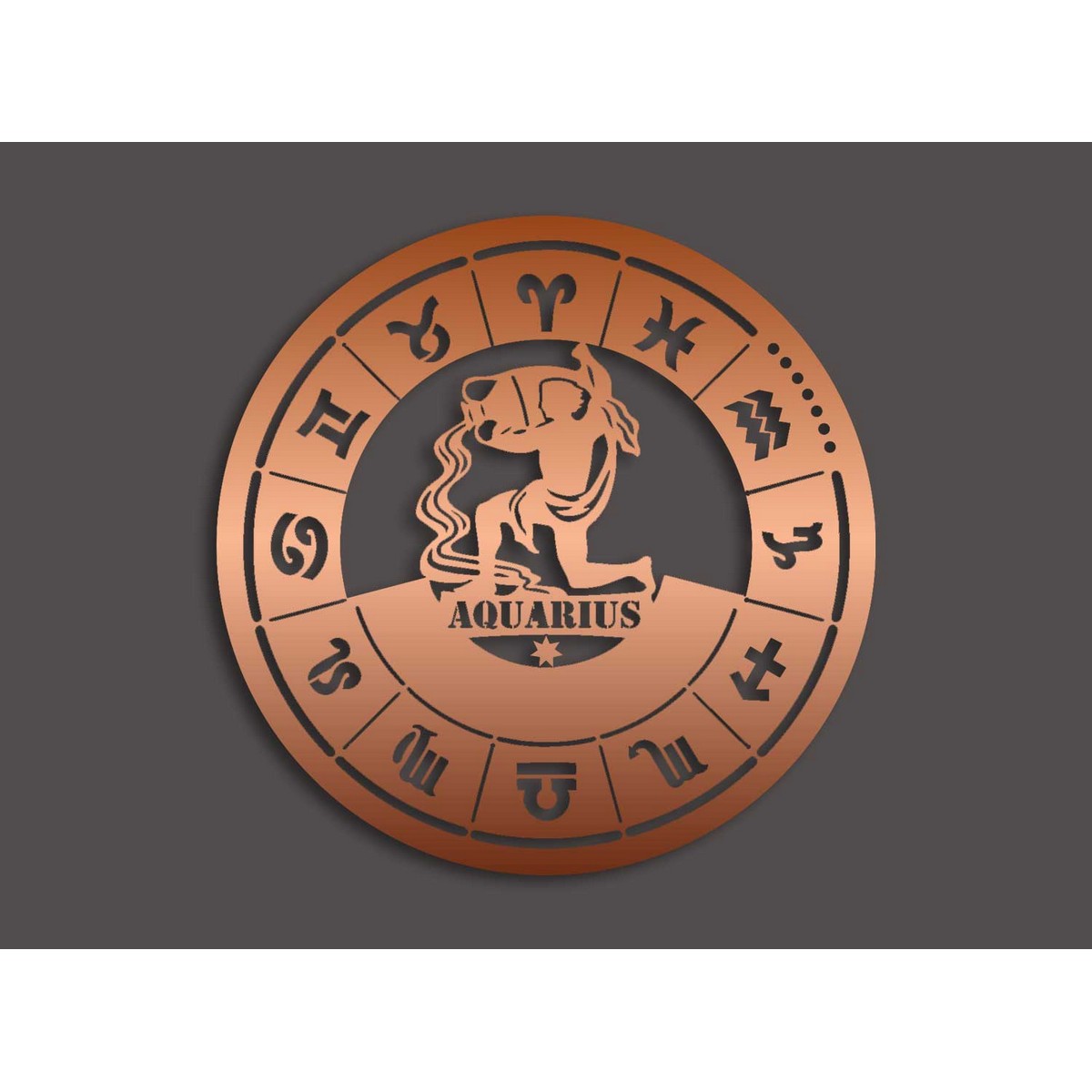 Decorazione in Metallo Oroscopo Acquario 1, Rame, Metallo, 50x0,15x50 cm, DESIGN MANIA