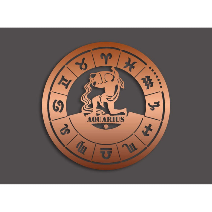 Decorazione in Metallo Oroscopo Acquario 1, Rame, Metallo, 50x0,15x50 cm, DESIGN MANIA