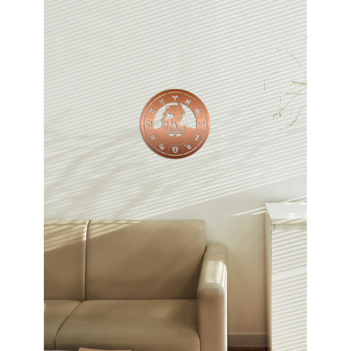 Decorazione in Metallo Oroscopo Acquario 1, Rame, Metallo, 50x0,15x50 cm, DESIGN MANIA