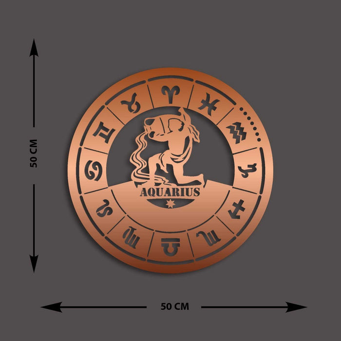 Decorazione in Metallo Oroscopo Acquario 1, Rame, Metallo, 50x0,15x50 cm, DESIGN MANIA