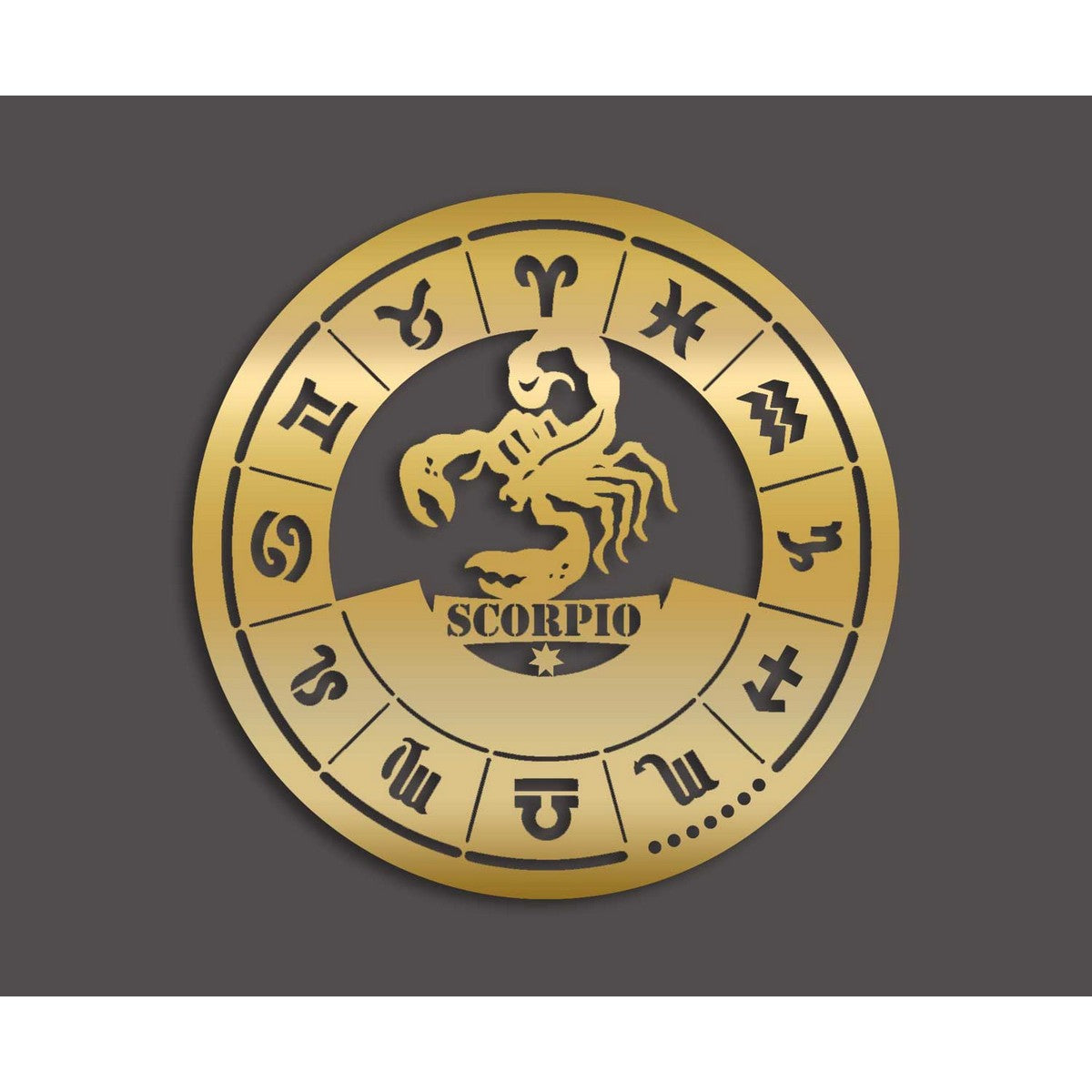 Decorazione in Metallo Oroscopo Scorpione 2, Oro, Metallo, 50x0,15x50 cm, DESIGN MANIA