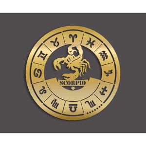 Decorazione in Metallo Oroscopo Scorpione 2, Oro, Metallo, 50x0,15x50 cm, DESIGN MANIA