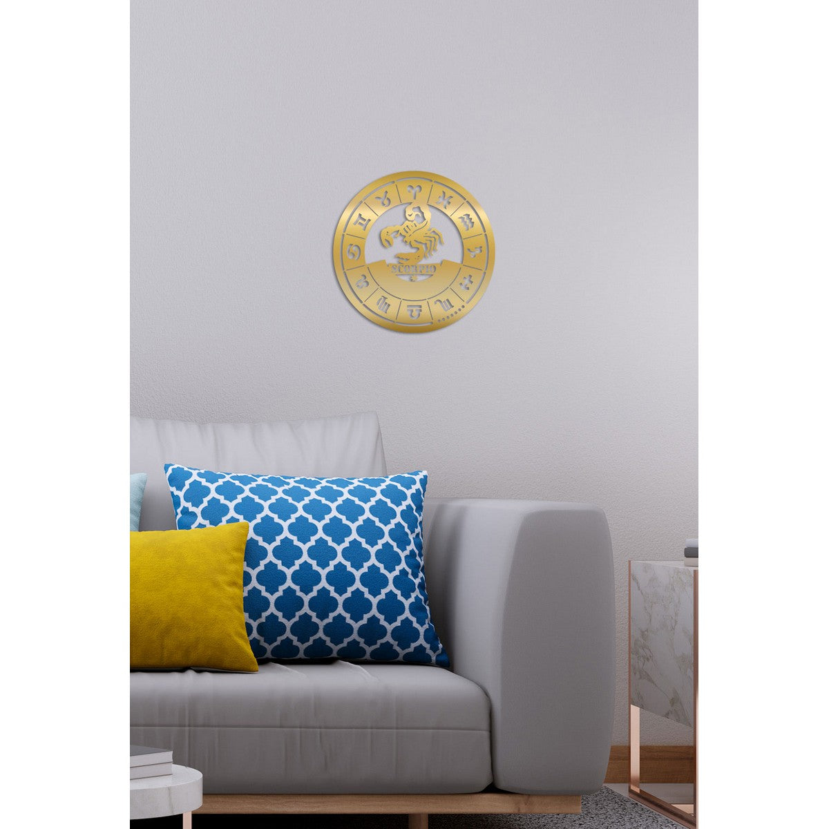 Decorazione in Metallo Oroscopo Scorpione 2, Oro, Metallo, 50x0,15x50 cm, DESIGN MANIA