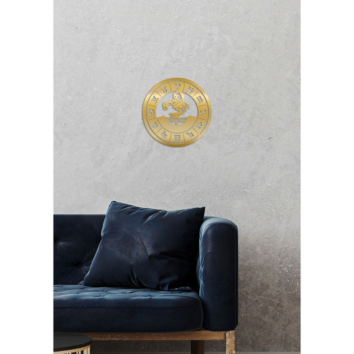 Decorazione in Metallo Oroscopo Scorpione 2, Oro, Metallo, 50x0,15x50 cm, DESIGN MANIA