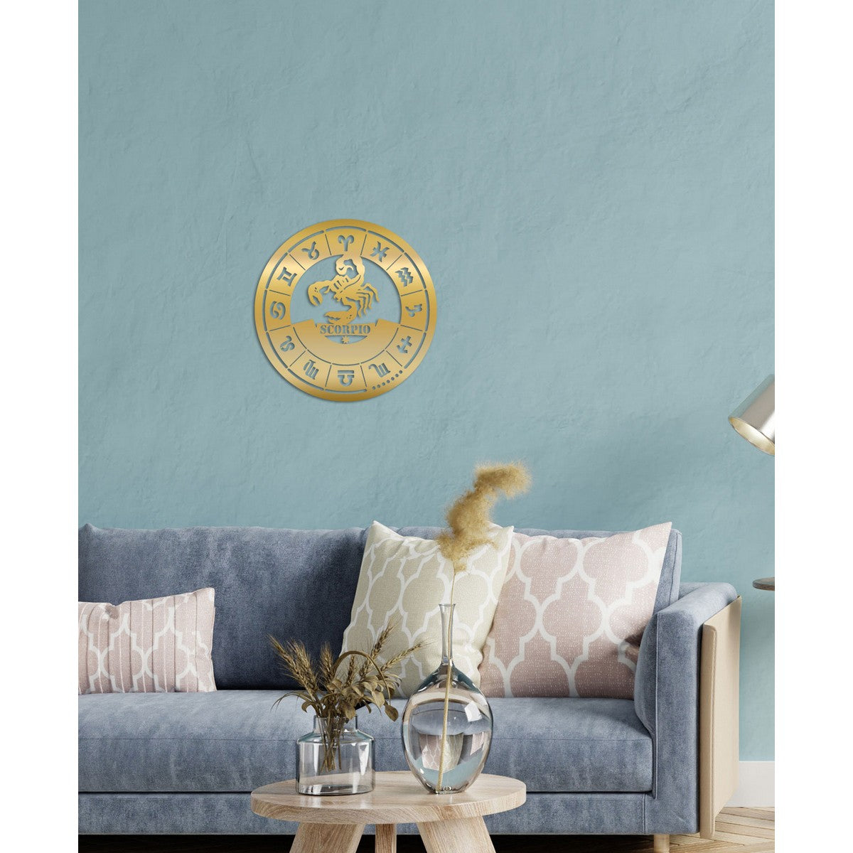 Decorazione in Metallo Oroscopo Scorpione 2, Oro, Metallo, 50x0,15x50 cm, DESIGN MANIA