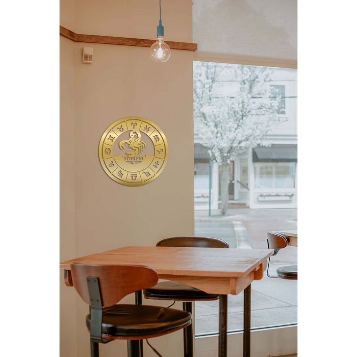 Decorazione in Metallo Oroscopo Scorpione 2, Oro, Metallo, 50x0,15x50 cm, DESIGN MANIA