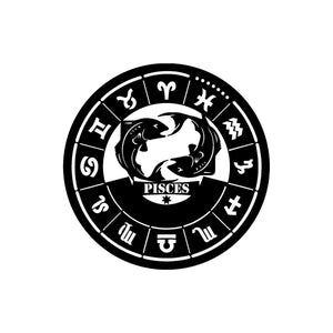 Decorazione in Metallo Oroscopo Pesci, Nero, Metallo, 50x0,15x50 cm, DESIGN MANIA