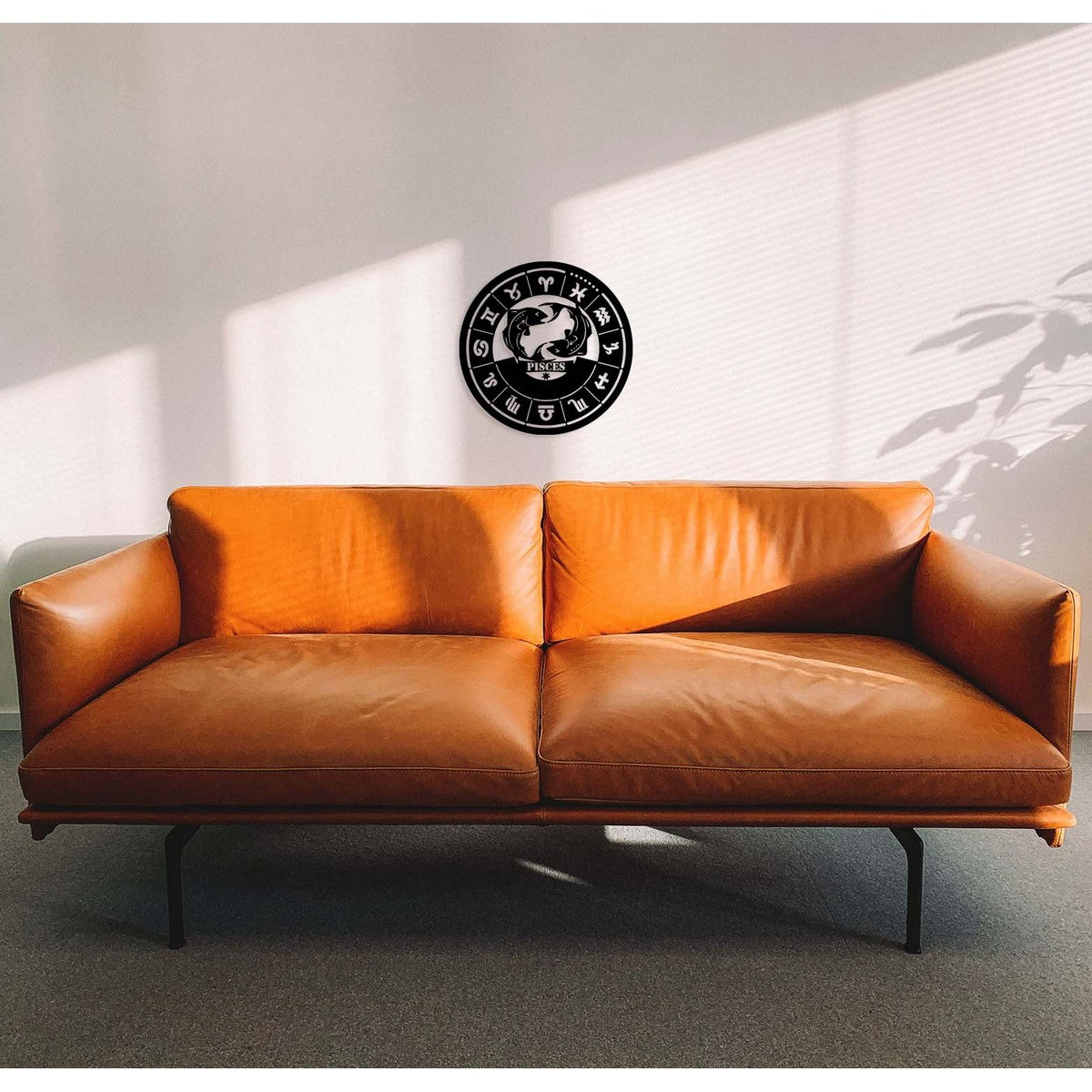 Decorazione in Metallo Oroscopo Pesci, Nero, Metallo, 50x0,15x50 cm, DESIGN MANIA