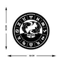 Decorazione in Metallo Oroscopo Pesci, Nero, Metallo, 50x0,15x50 cm, DESIGN MANIA