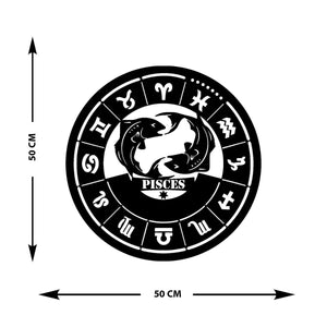 Decorazione in Metallo Oroscopo Pesci, Nero, Metallo, 50x0,15x50 cm, DESIGN MANIA