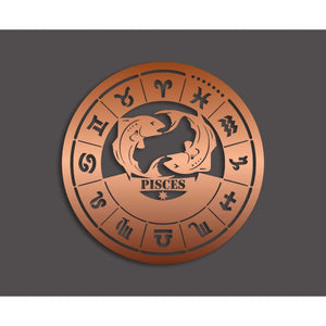 Decorazione in Metallo Oroscopo Pesci 1, Rame, Metallo, 50x0,15x50 cm, DESIGN MANIA