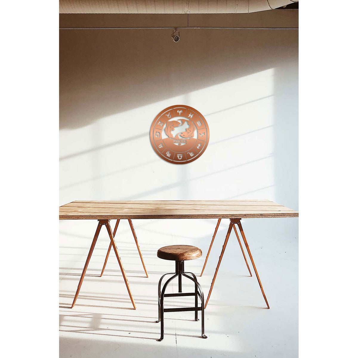 Decorazione in Metallo Oroscopo Pesci 1, Rame, Metallo, 50x0,15x50 cm, DESIGN MANIA