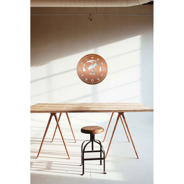 Decorazione in Metallo Oroscopo Pesci 1, Rame, Metallo, 50x0,15x50 cm, DESIGN MANIA