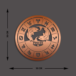 Decorazione in Metallo Oroscopo Pesci 1, Rame, Metallo, 50x0,15x50 cm, DESIGN MANIA
