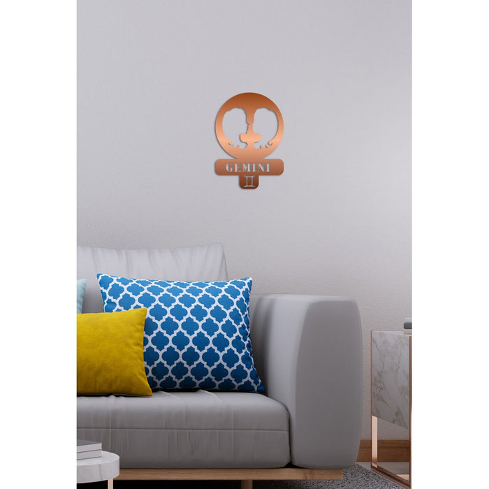 Decorazione in Metallo Oroscopo Gemelli 4, Rame, Metallo, 36x0,15x50 cm, DESIGN MANIA